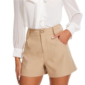 Ginasy Dress‎ Shorts Women M Khaki High Waist Pockets Tailored Office Chic NWT